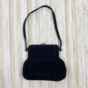 Vintage Forever by Fossil Black Corduroy Clasp Top Handbag